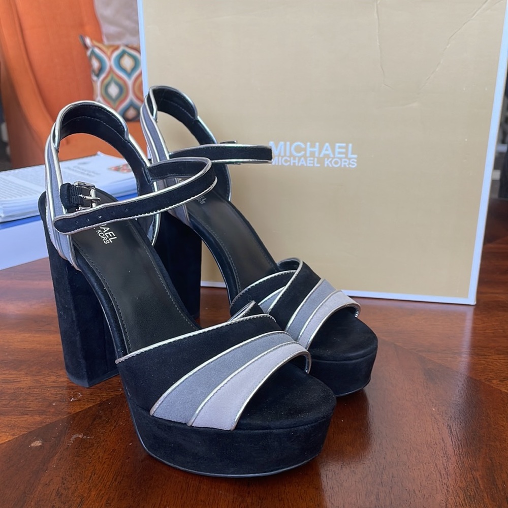 MICHAEL KORS PLATFORM SUEDE HEELS